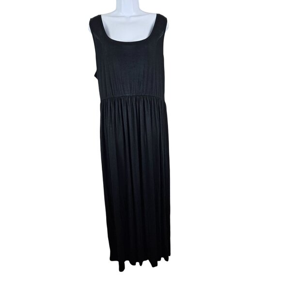 Essentials Womens Black Sleeveless Maxi Tank Dress Elastic Waist Size XL Casual - Picture 4 of 9